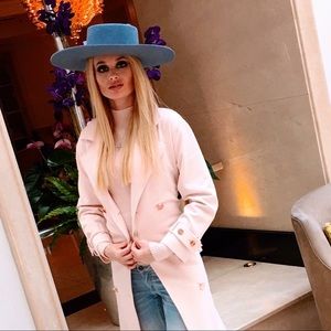 Brixton Blue velvet Wide Brim Hat XS